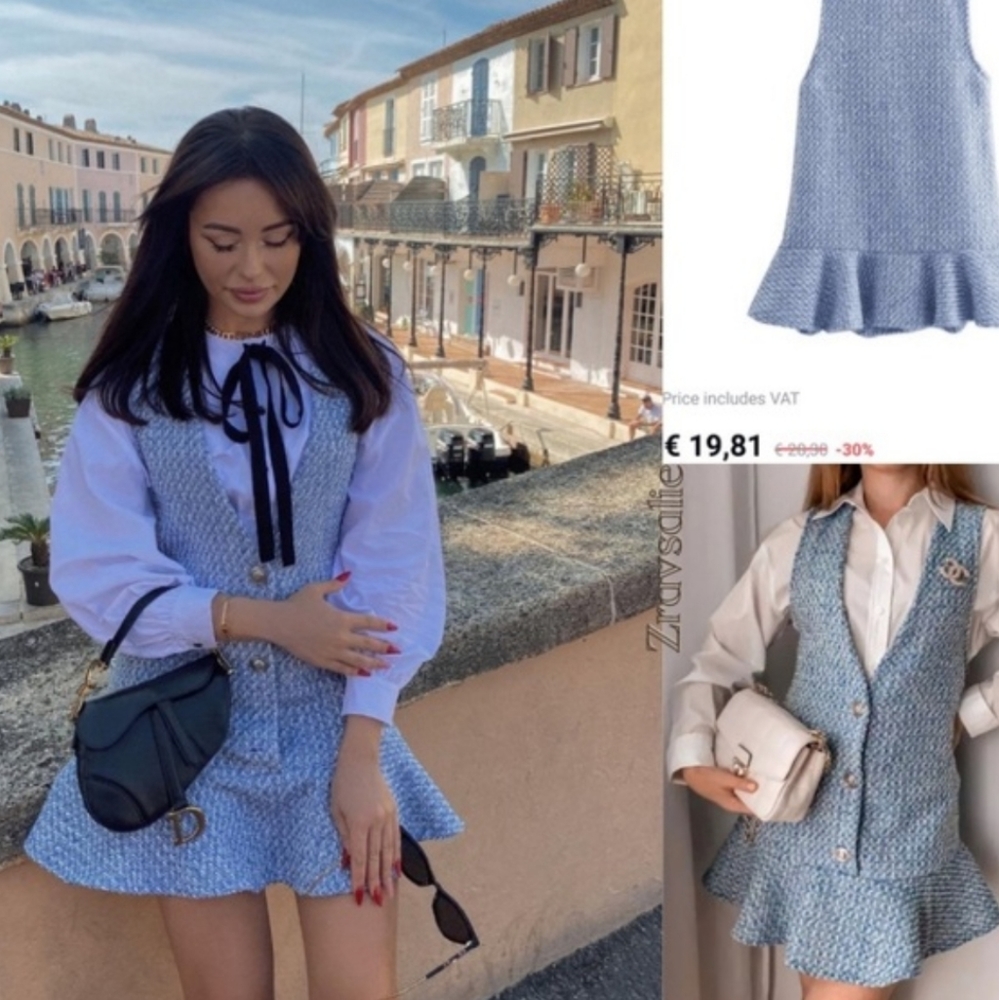 Zara RUFFLED TEXTURED PINAFORE DRESS - Picture 5 of 17